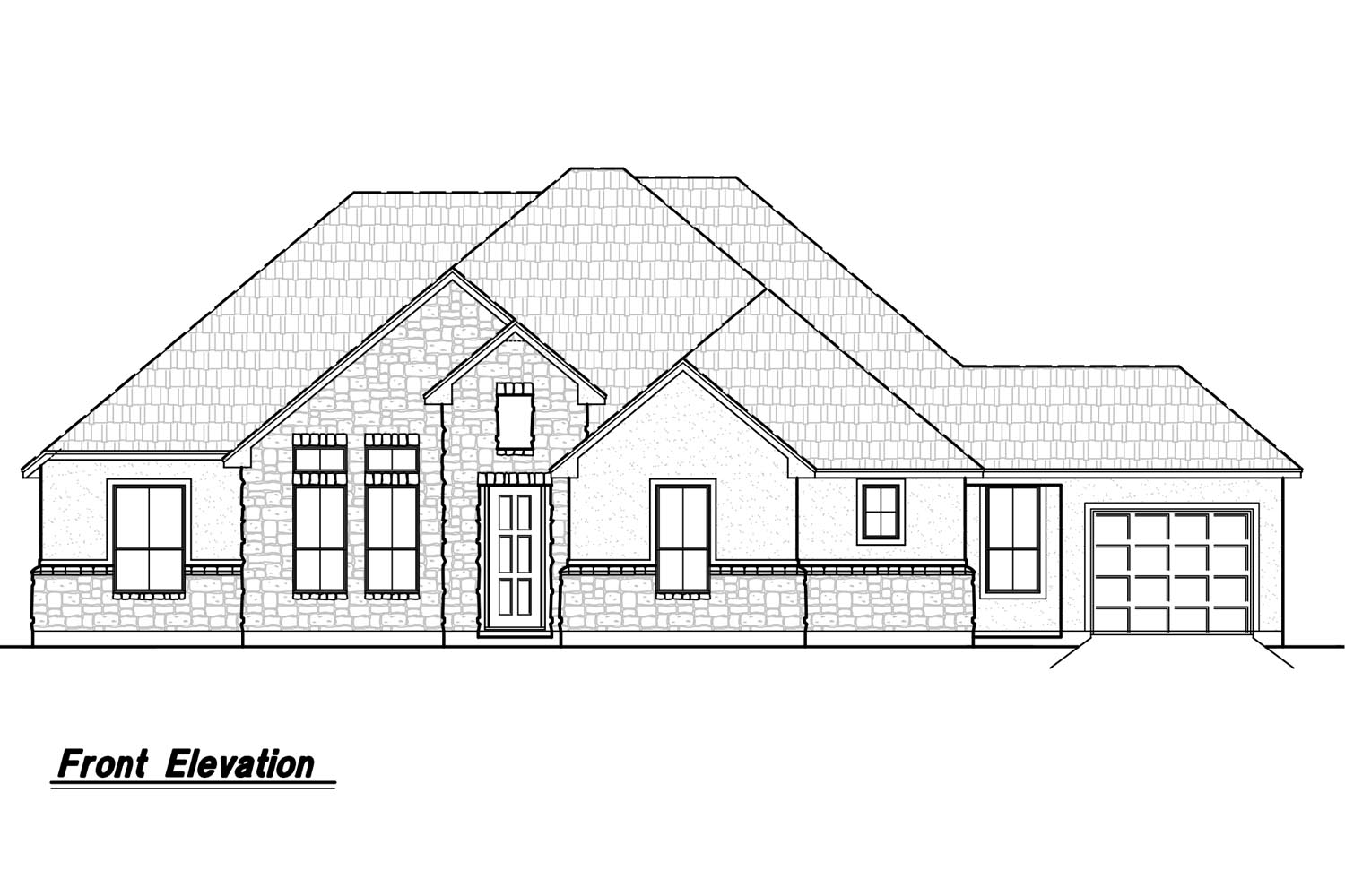 Architectural drawing of house front elevation