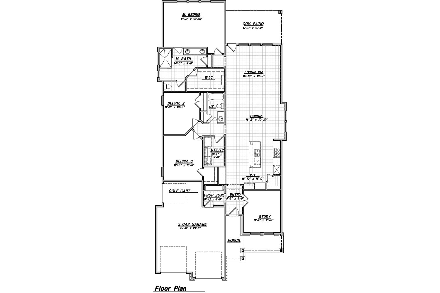 Single-story house floor plan layout