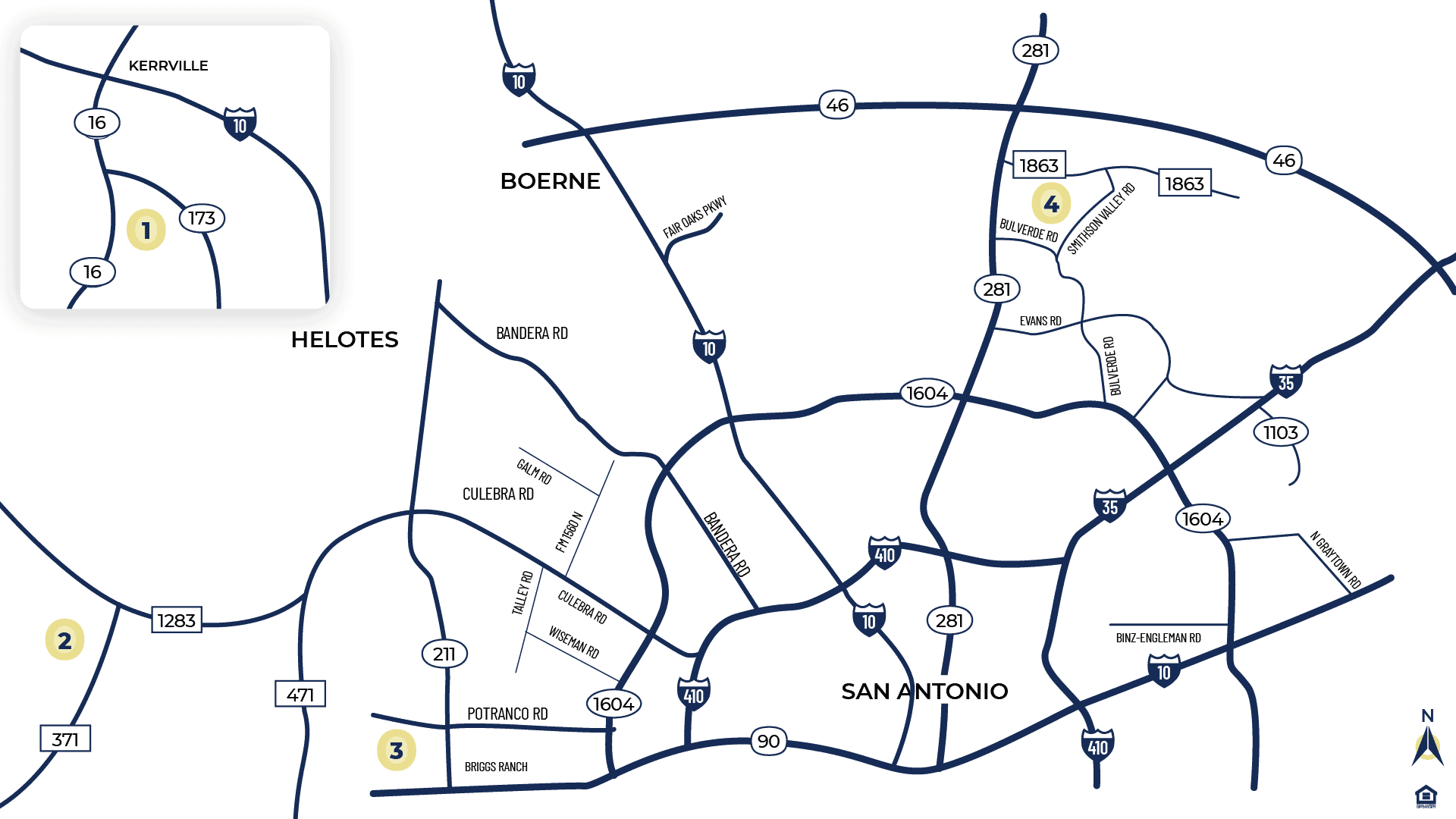 Map of San Antonio and Kerrville area routes.